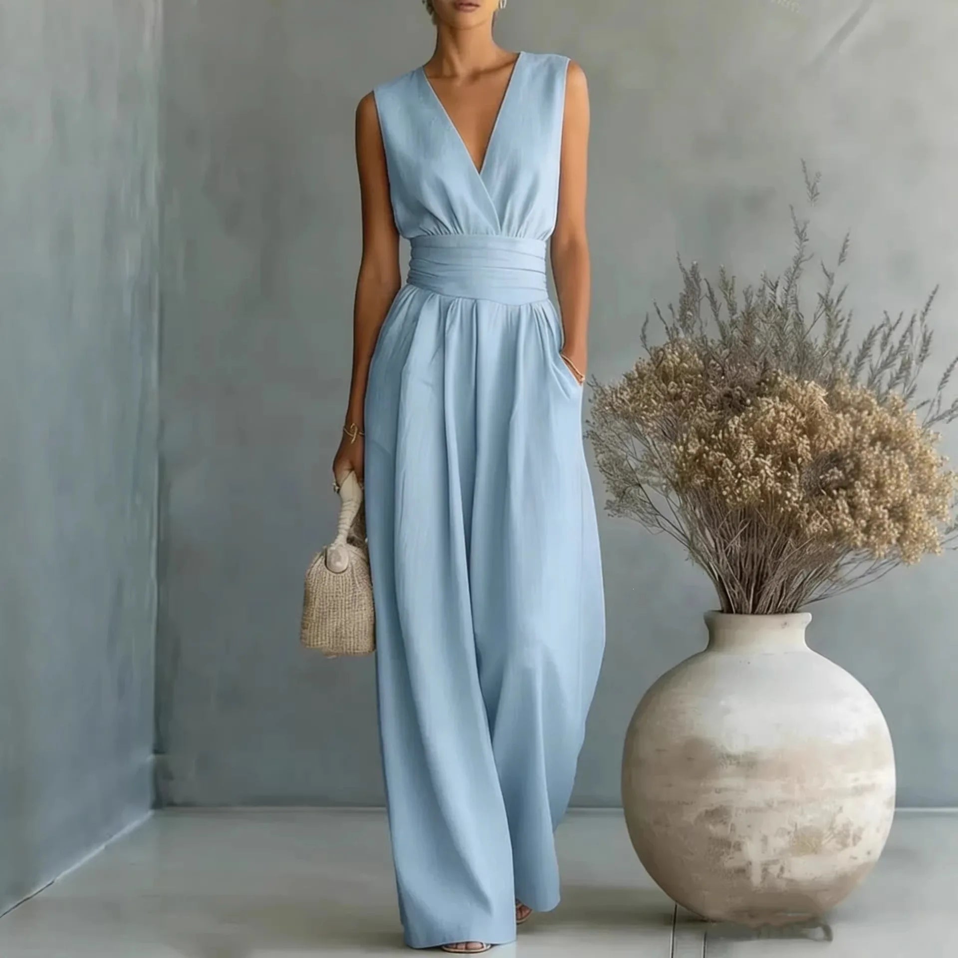 Lily Jumpsuit V-Neck Sleeveless Wide-Leg