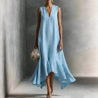 Andrea Sundress V-Neck Flowy Ruffle-Hem