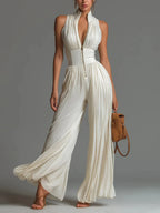 Cassidy Jumpsuit Pleated Halter Wide-Leg