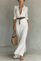 Perla Maxi Dress Wrap V-Neck Belted