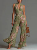 Cassidy Jumpsuit Pleated Halter Wide-Leg