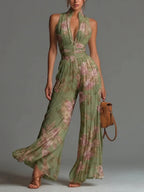 Cassidy Jumpsuit Pleated Halter Wide-Leg