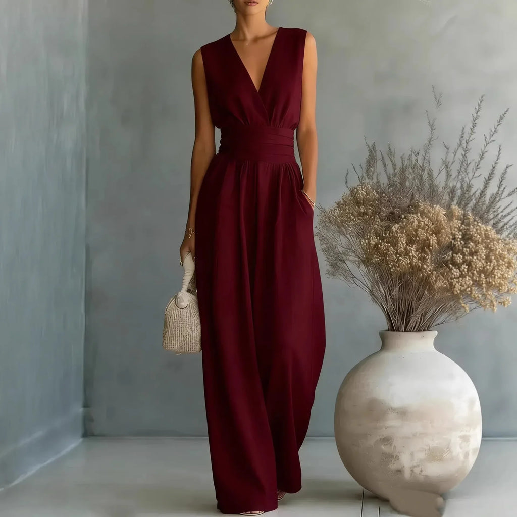 Lily Jumpsuit V-Neck Sleeveless Wide-Leg