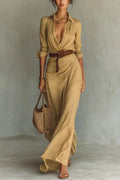 Perla Maxi Dress Wrap V-Neck Belted