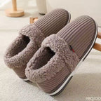 Sienna Faux-Fur Lined Slip-On Slippers Ribbed Upper Cushioned Sole