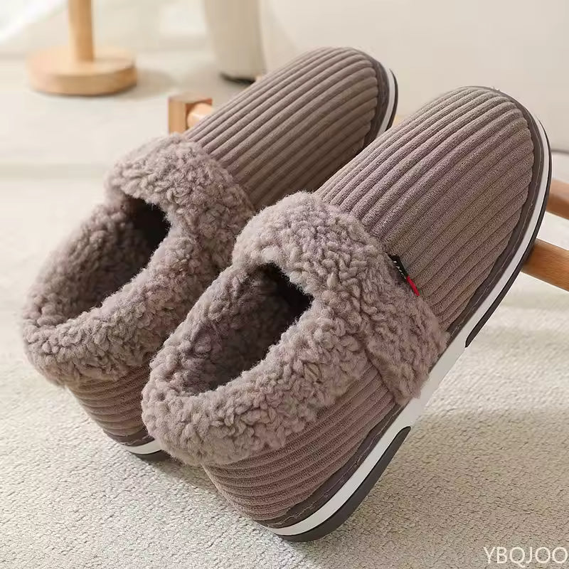 Sienna Faux-Fur Lined Slip-On Slippers Ribbed Upper Cushioned Sole