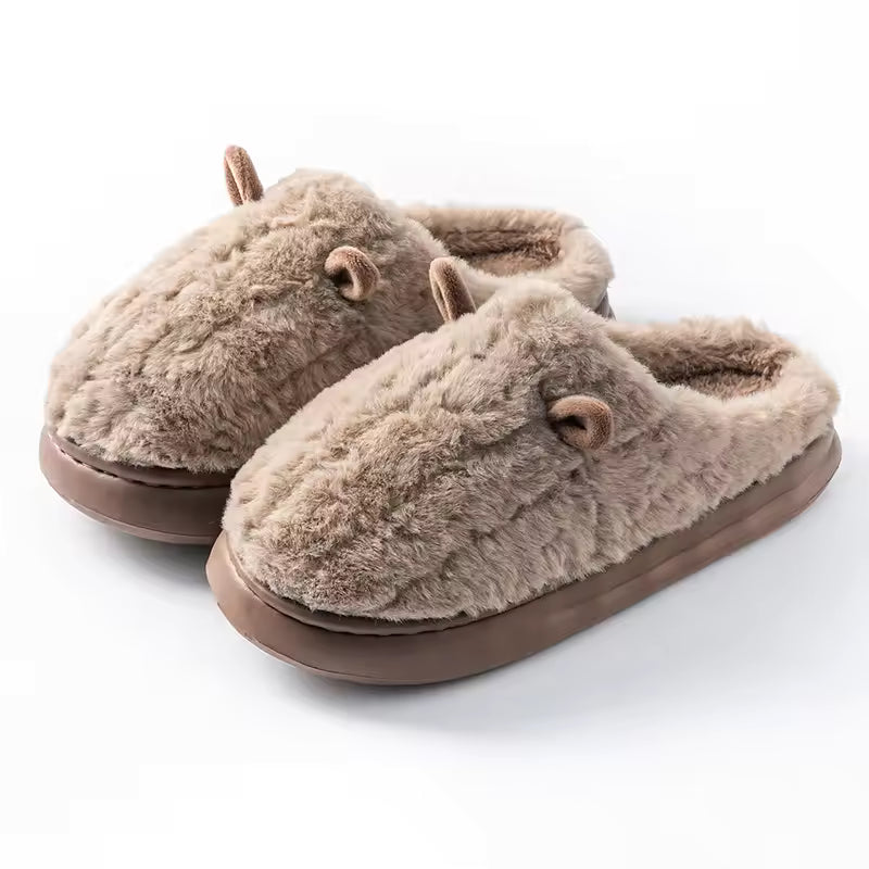 Mabel Plush-Lined Mule Slippers Fuzzy Upper Thick Sole