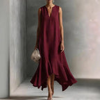 Andrea Sundress V-Neck Flowy Ruffle-Hem