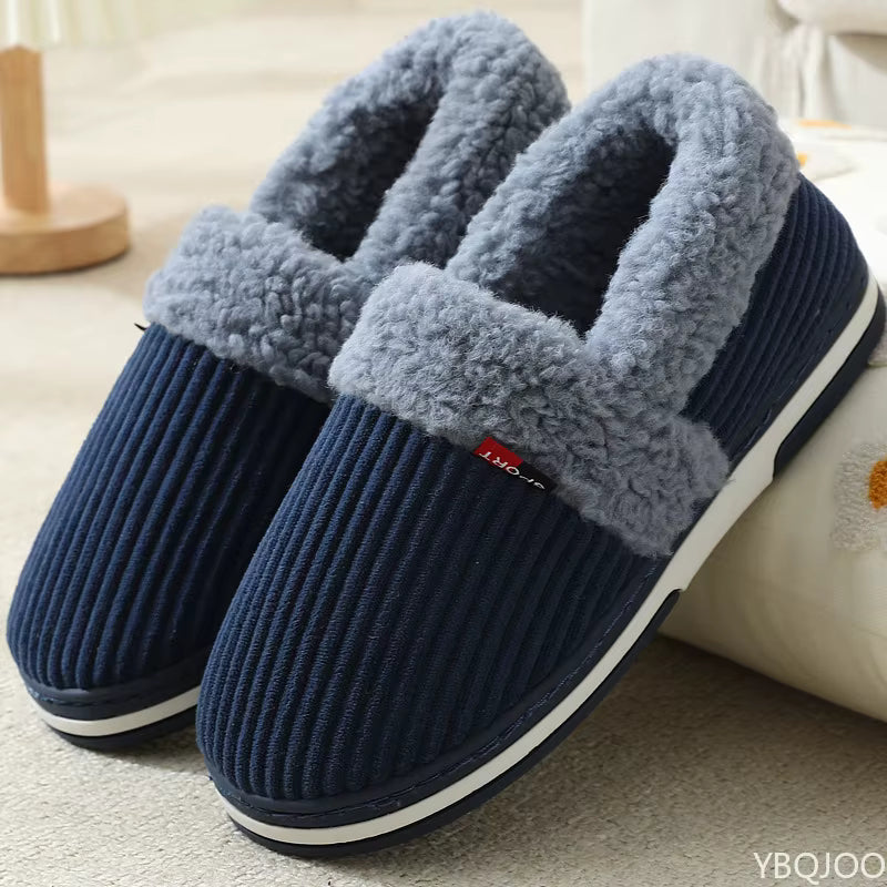 Sienna Faux-Fur Lined Slip-On Slippers Ribbed Upper Cushioned Sole