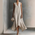 Andrea Sundress V-Neck Flowy Ruffle-Hem