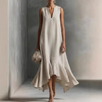 Andrea Sundress V-Neck Flowy Ruffle-Hem