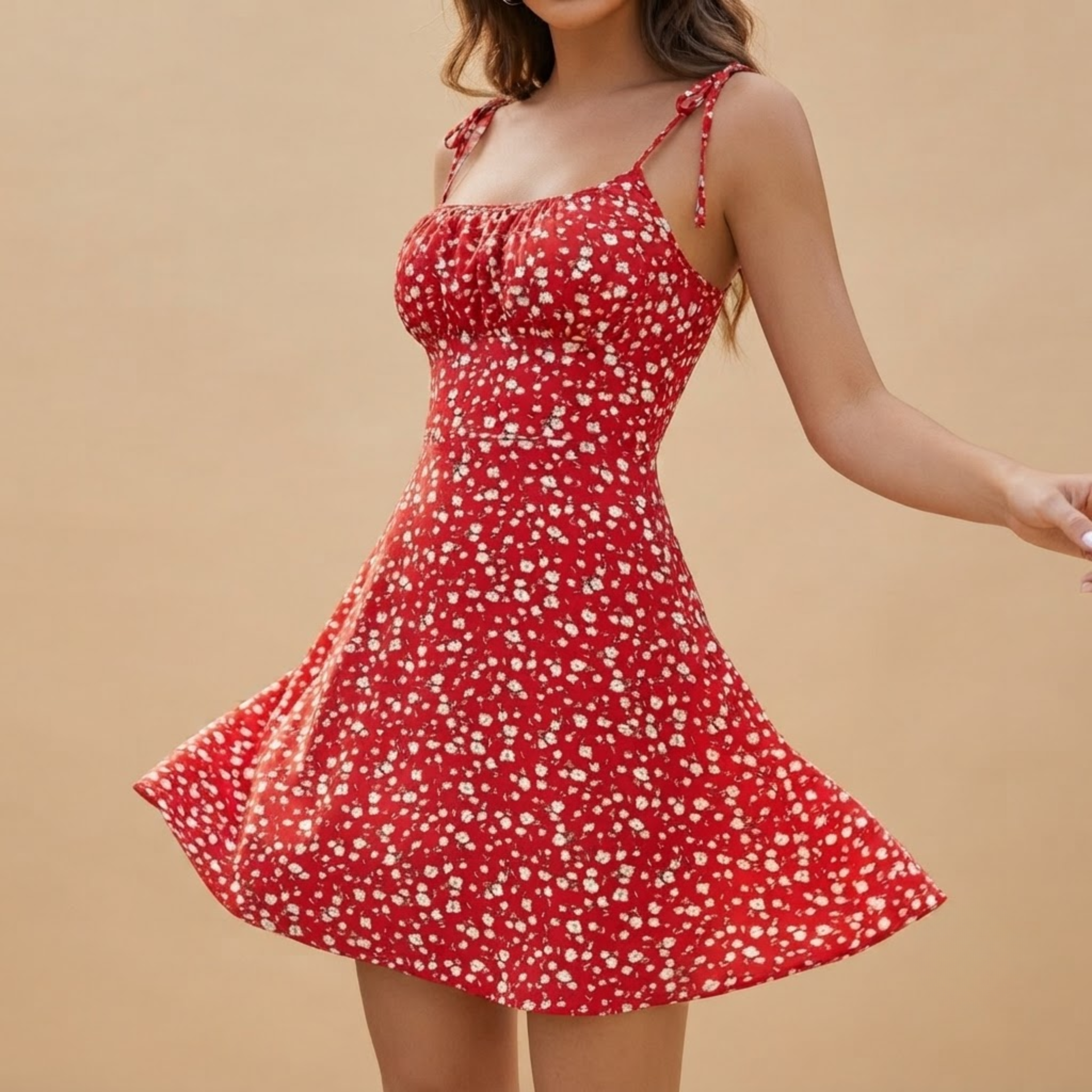Vacation Mini Dress Red Front View 
