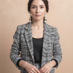Valentina Frayed Jacket in Black featuring textured frayed trim and tailored design.