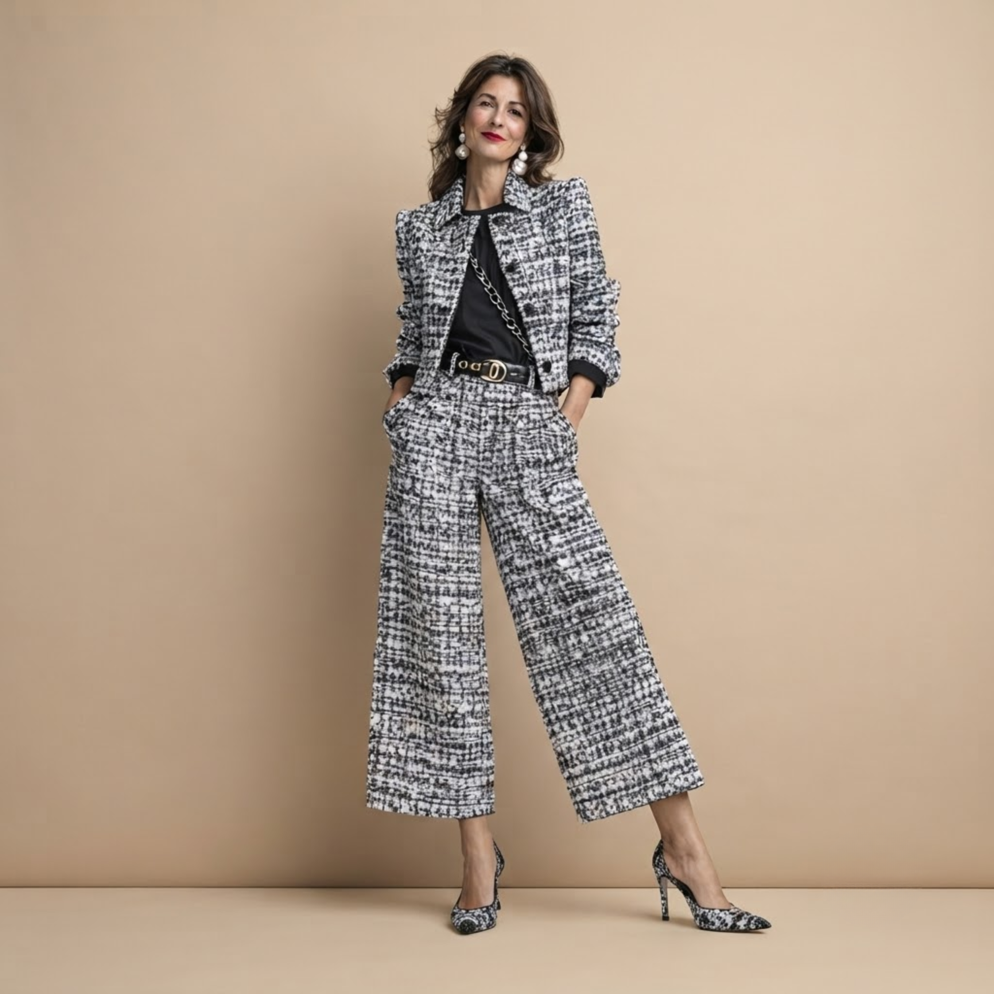 Valentina Frayed Jacket and Pants Two-Piece Set in Grey shown in front view with frayed trim jacket and matching pants.