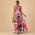 Verity Maxi Dress Floral-Print Halter Cutout-Waist
