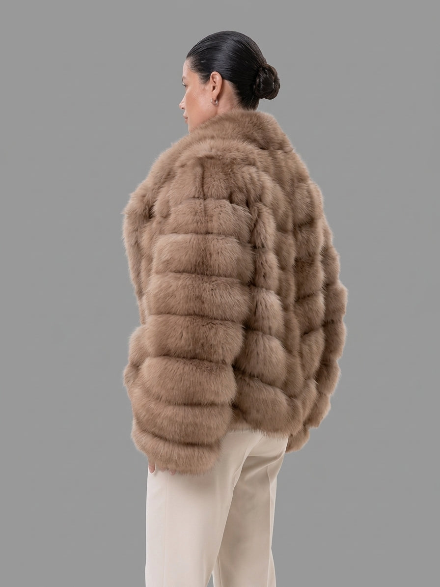Camel Faux Fur Coat for Women