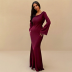 Wedding Guest Satin Dress Brown Front View