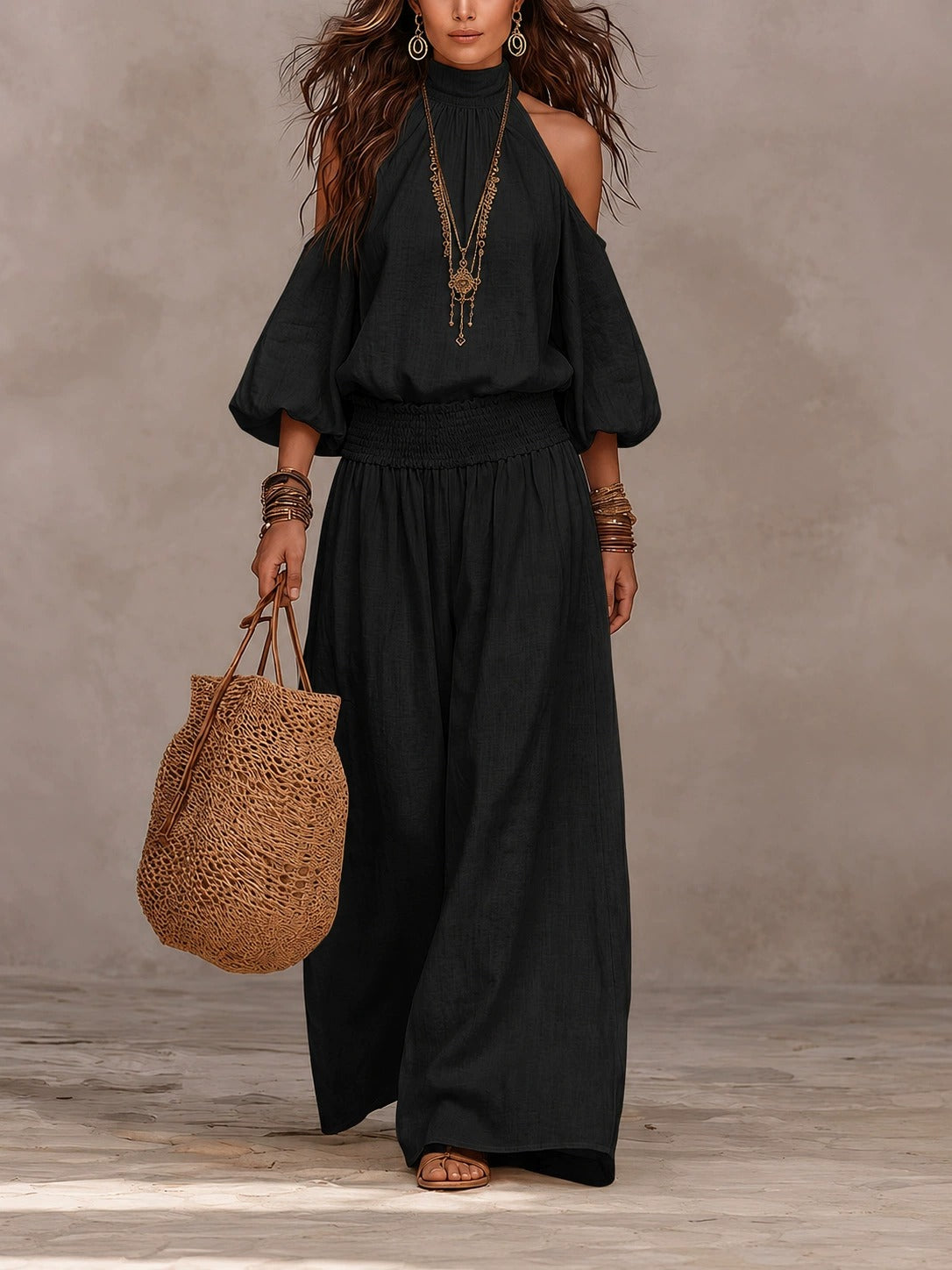 Josephina Maxi Dress Off-Shoulder Puff-Sleeve