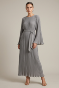 Marisol Maxi Dress Pleated Bell-Sleeve Belted