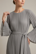Marisol Maxi Dress Pleated Bell-Sleeve Belted