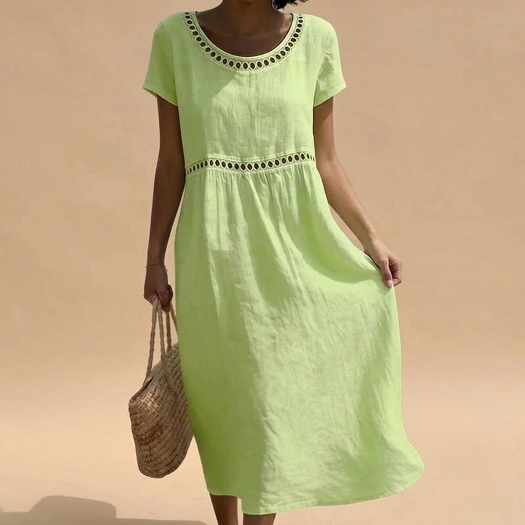 Women's Boho Dress Green Front View