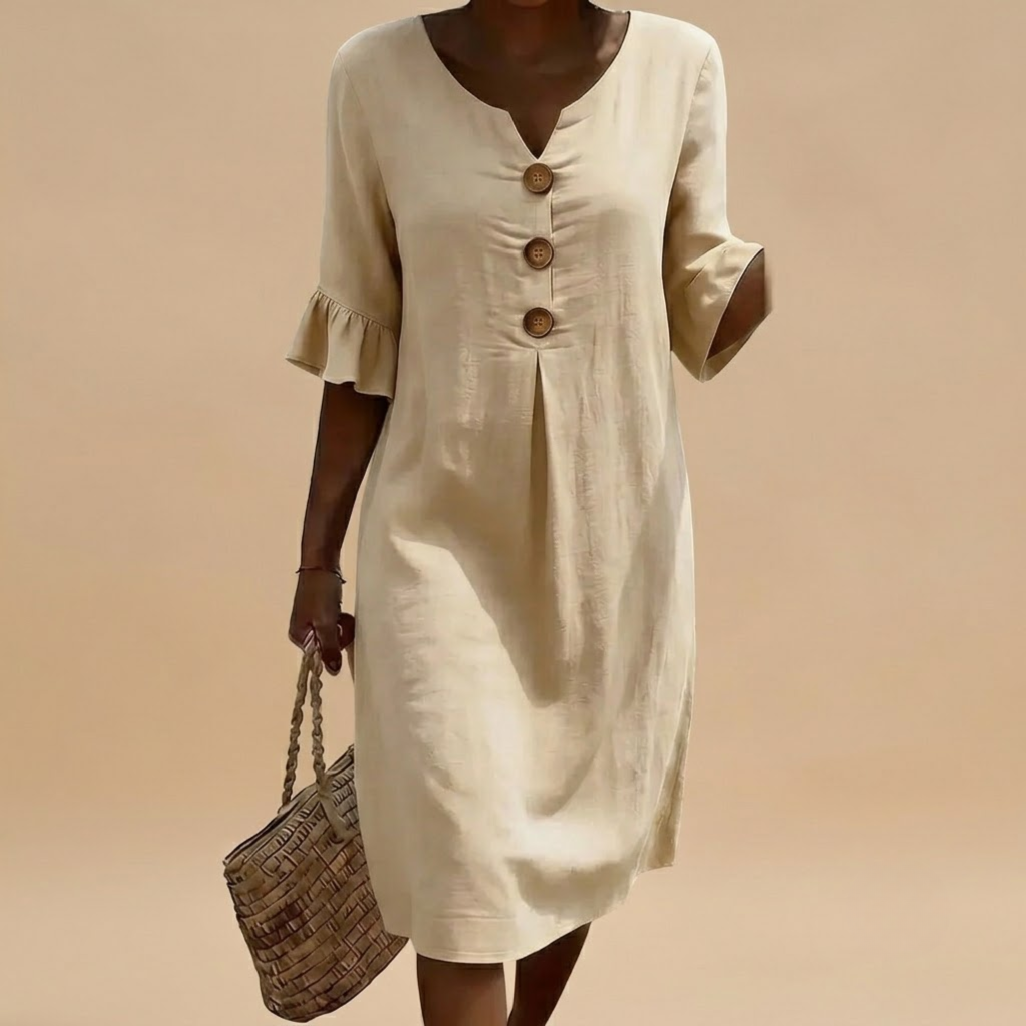 Women's Casual Dress Beige Front View
