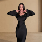 Women's Cowl Neck Dress Brown Front View