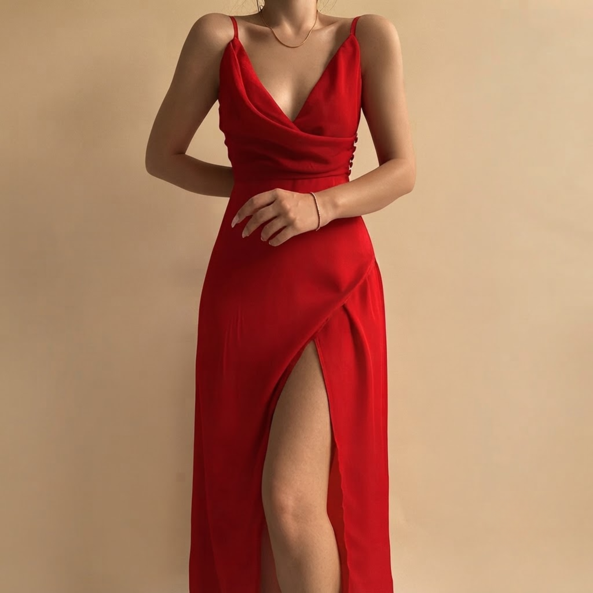 Women's Maxi Gown Red Front View