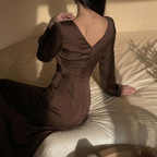 Women's Satin Maxi Dress Brown Back VIew