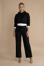 Adalynn hoodie wide-leg tracksuit set, Black