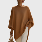 Adrienne Oversized Asymmetric-Hem Sweater, Brown