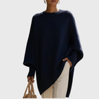 Adrienne Oversized Asymmetric-Hem Sweater, Dark Blue