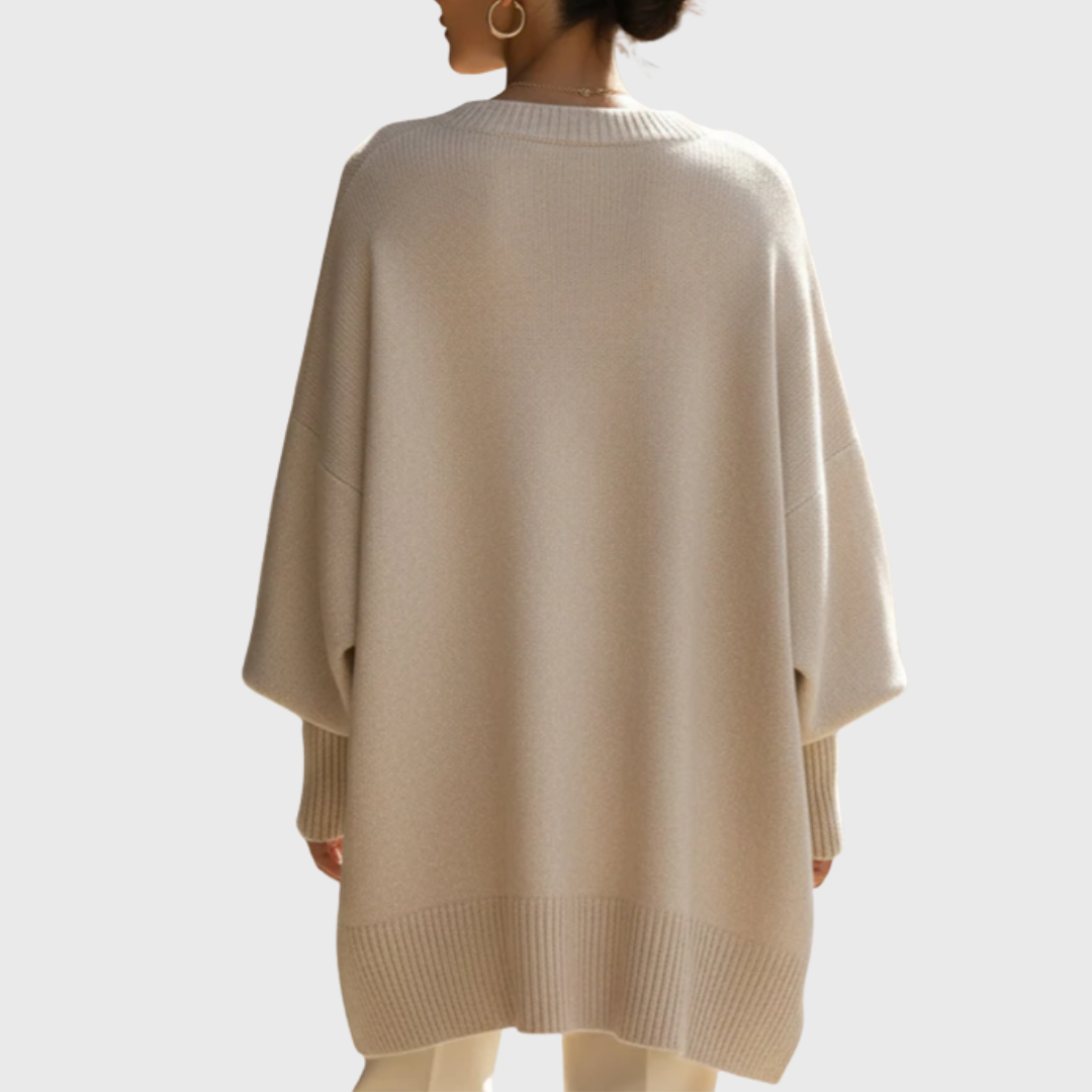 Adrienne Oversized Asymmetric-Hem Sweater, detail view