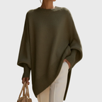 Adrienne Oversized Asymmetric-Hem Sweater, Green