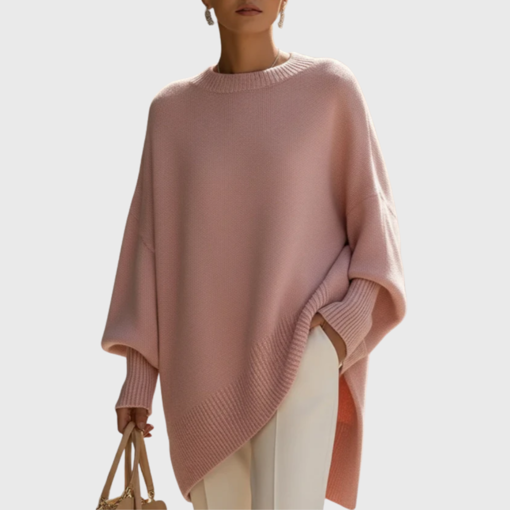 Adrienne Oversized Asymmetric-Hem Sweater, Pink