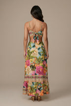 Amaranta bohemian spaghetti-strap maxi dress, back view