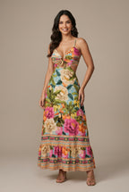 Amaranta bohemian spaghetti-strap maxi dress, Blue