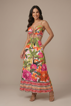 Amaranta bohemian spaghetti-strap maxi dress, Orange