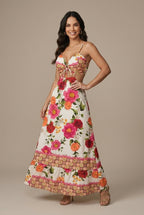 Amaranta bohemian spaghetti-strap maxi dress, Pink