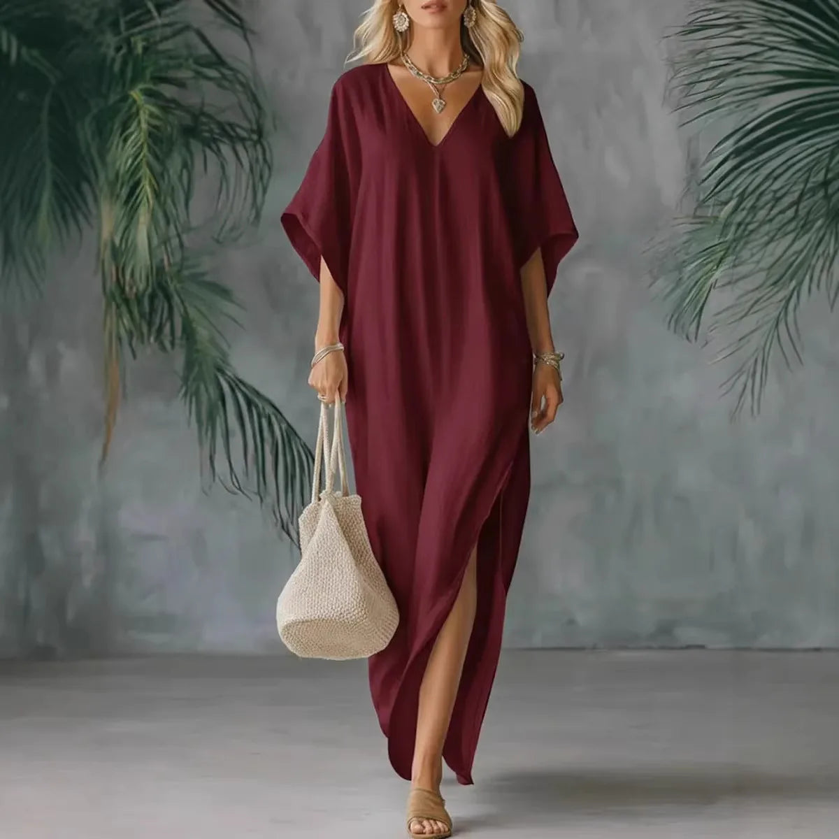 Anneliese relaxed side-slit maxi dress, view 5
