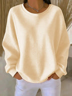 Anneliese Waffle-Knit Oversized Sweater, Apricot