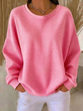 Anneliese Waffle-Knit Oversized Sweater, Pink