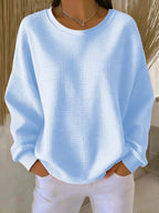 Anneliese Waffle-Knit Oversized Sweater, Sky Blue