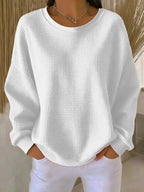 Anneliese Waffle-Knit Oversized Sweater, White