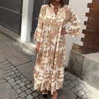 Anouk printed long-sleeve midi dress, view 1