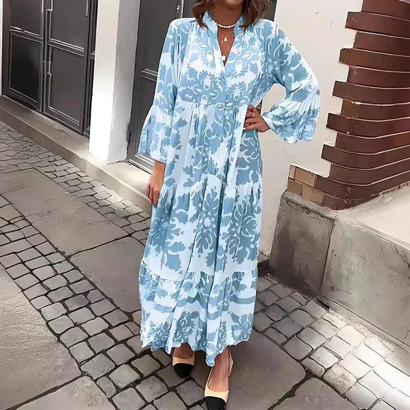 Anouk printed long-sleeve midi dress, view 2