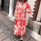 Anouk printed long-sleeve midi dress, view 3