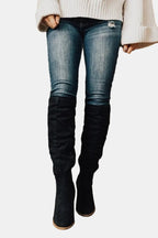 Aria Over-the-Knee Block-Heel Stretch Boots, detail view