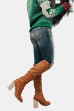 Aria Over-the-Knee Block-Heel Stretch Boots, side view