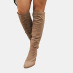Aria Over-the-Knee Block-Heel Stretch Boots, sole view